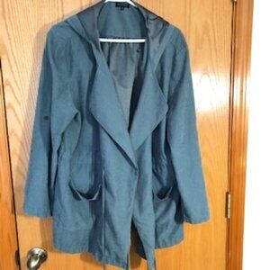 May & July Soft Green Hooded Lightweight Jacket Drawstring Waist Pockets 2X